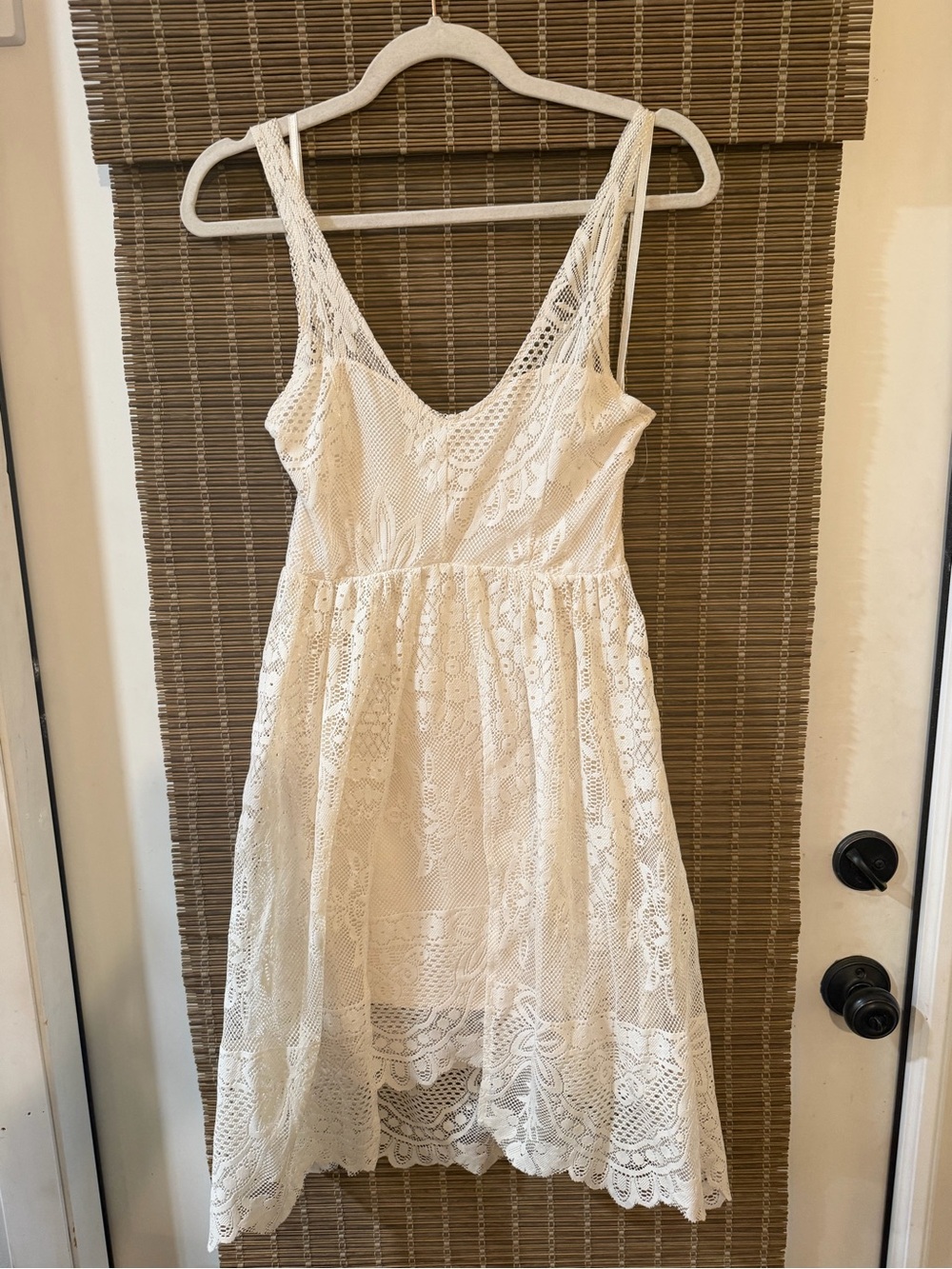 Free People Lace V-Neck Sleeveless Sundress in Cream - Picture 4 of 4